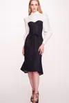 Marchesa Notte Cotton & Denim Midi-dress In Multi