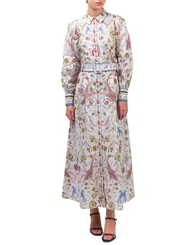 Marchesa Notte Cotton Poplin Collared Maxi Dress In Multi