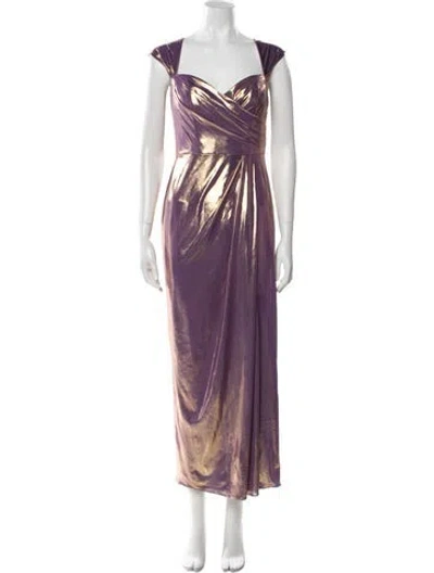 Pre-owned Marchesa Notte Cowl Neck Long Dress In Purple