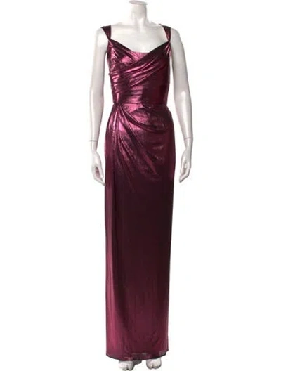 Pre-owned Marchesa Notte Cowl Neck Long Dress In Purple