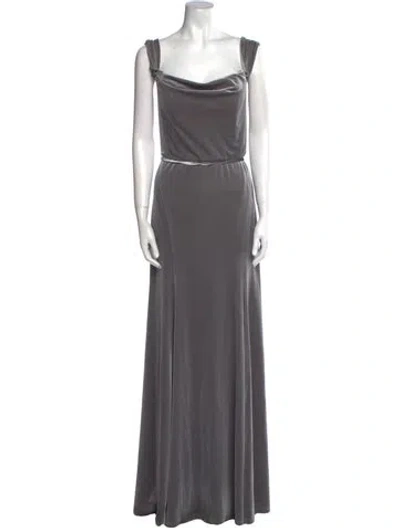 Pre-owned Marchesa Notte Cowl Neck Long Dress W/ Tags In Gray