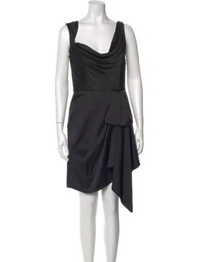 Pre-owned Marchesa Notte Cowl Neck Mini Dress In Black