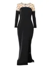 Marchesa Notte Crepe Gown Dress In Black