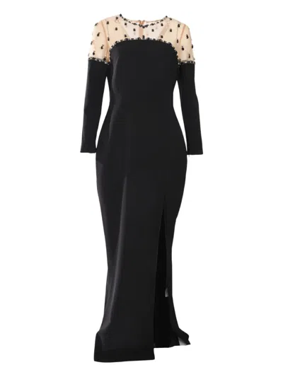 Marchesa Notte Crepe Gown Dress In Black