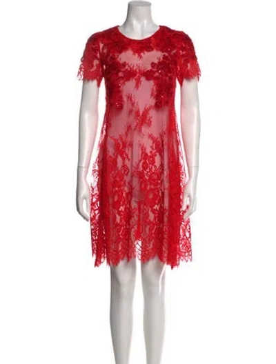 Pre-owned Marchesa Notte Crew Neck Knee-length Dress In Pink