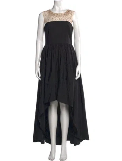 Pre-owned Marchesa Notte Crew Neck Long Dress In Black
