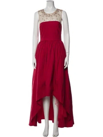 Pre-owned Marchesa Notte Crew Neck Long Dress In Orange