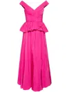 Marchesa Notte Draped-detail Taffeta Gown In Pink