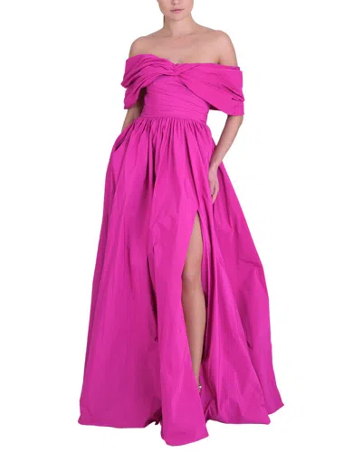 Marchesa Notte Draped Gown In Purple