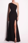Marchesa Notte One-shoulder Cape Gown In Multi