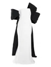 Marchesa Notte Draped Taffeta Dress In White
