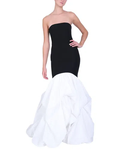 Marchesa Notte Drop Waist Mermaid Gown In Black