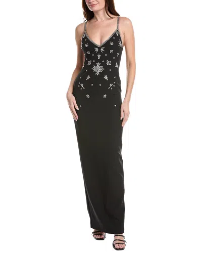 Marchesa Notte Embellished Column Gown In Black