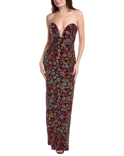 Marchesa Notte Embellished Column Gown In Multi