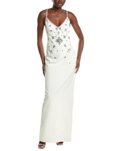Marchesa Notte Embellished Column Gown In White