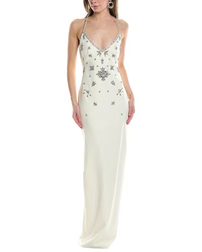 Marchesa Notte Embellished Column Gown In White
