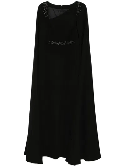 Marchesa Notte Embroidered Dress In Black