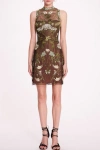 Marchesa Notte Floral-embroidered Tulle Mini Dress In Multi