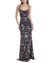 Marchesa Notte Women's Floral-embroidered Tulle Gown In Purple