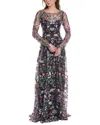 MARCHESA NOTTE EMBROIDERY ON TULLE GOWN