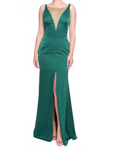 Marchesa Notte Emilia Satin Gown In Jade In Green