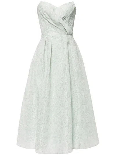 Marchesa Notte Floral Cloque Sweetheart Dress In Green