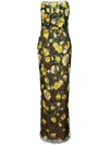 Marchesa Notte Strapless Floral-embroidered Column Gown In Black