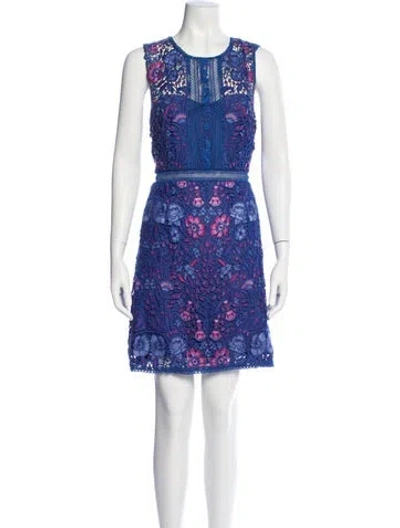 Pre-owned Marchesa Notte Floral Print Knee-length Dress In Multi