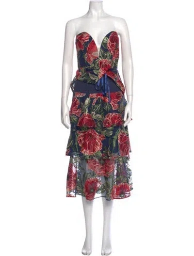 Pre-owned Marchesa Notte Floral Print Knee-length Dress W/ Tags In Multi
