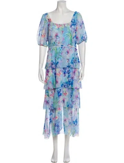 Pre-owned Marchesa Notte Floral Print Long Dress
