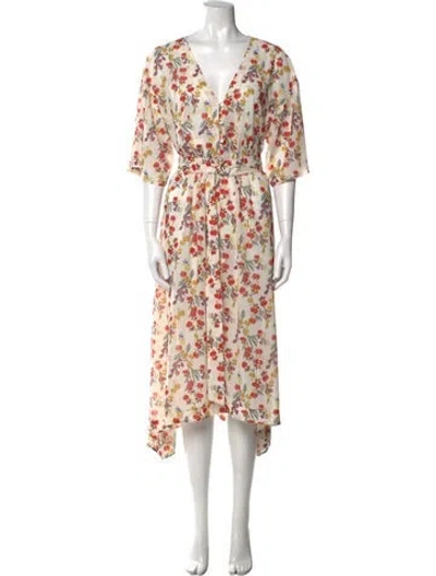 Pre-owned Marchesa Notte Floral Print Long Dress In Multi