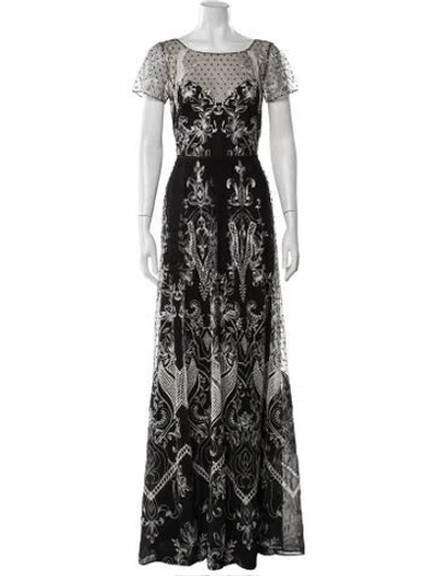 Pre-owned Marchesa Notte Floral Print Long Dress In Multi