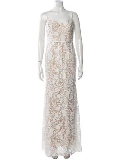 Pre-owned Marchesa Notte Floral Print Long Dress In Multi