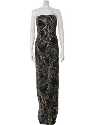 Pre-owned Marchesa Notte Floral Print Long Dress In Multi