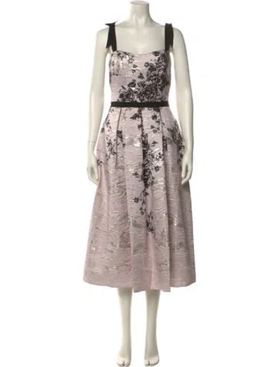 Pre-owned Marchesa Notte Floral Print Long Dress In Pink