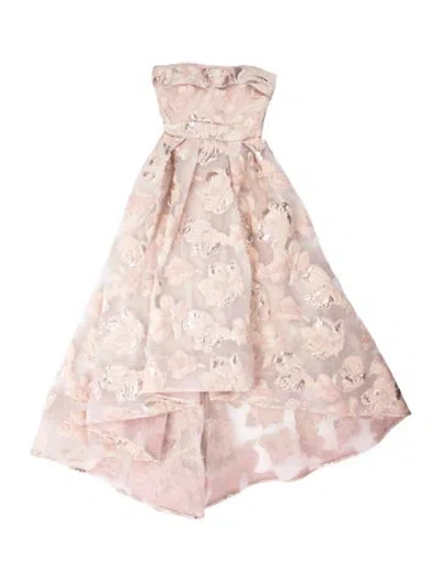 Pre-owned Marchesa Notte Floral Print Long Dress In Pink