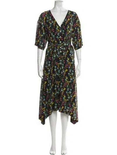 Pre-owned Marchesa Notte Floral Print Long Dress W/ Tags In Black