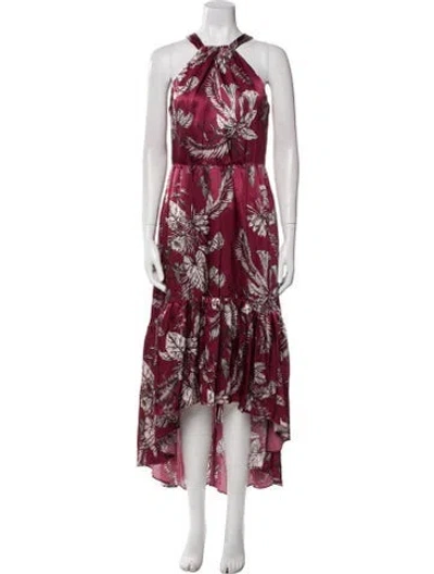 Pre-owned Marchesa Notte Floral Print Long Dress W/ Tags In Brown