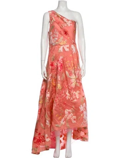 Pre-owned Marchesa Notte Floral Print Long Dress W/ Tags In Pink