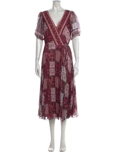 Pre-owned Marchesa Notte Floral Print Long Dress W/ Tags In Pink
