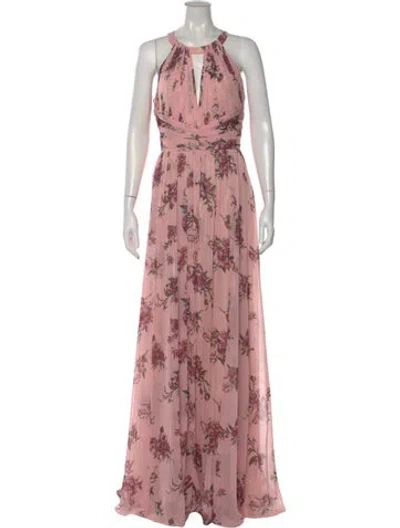 Pre-owned Marchesa Notte Floral Print Long Dress W/ Tags In Pink