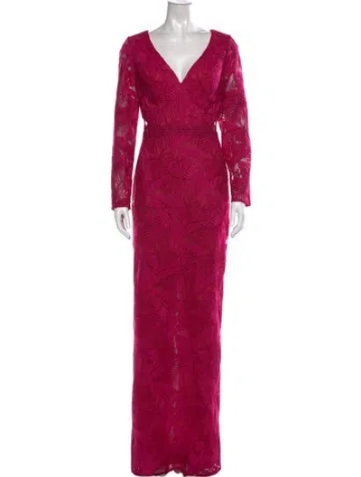 Pre-owned Marchesa Notte Floral Print Long Dress W/ Tags In Pink