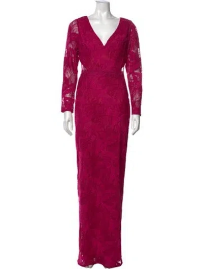Pre-owned Marchesa Notte Floral Print Long Dress W/ Tags In Pink