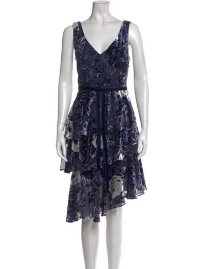 Pre-owned Marchesa Notte Floral Print Midi Length Dress