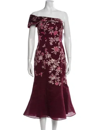 Pre-owned Marchesa Notte Floral Print Midi Length Dress