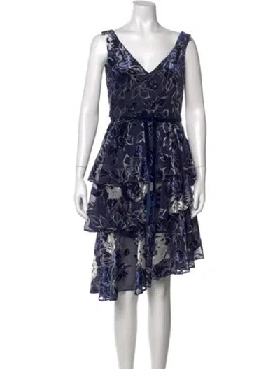 Pre-owned Marchesa Notte Floral Print Midi Length Dress