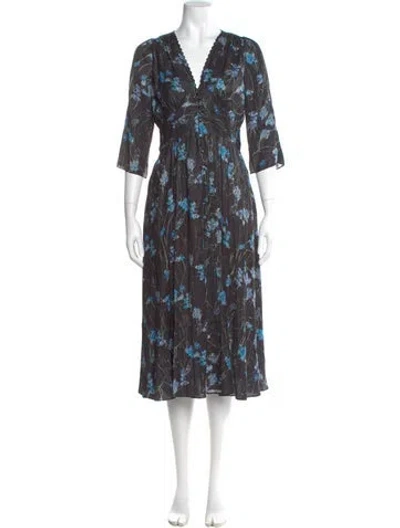 Pre-owned Marchesa Notte Floral Print Midi Length Dress In Multi