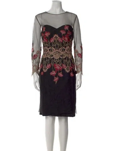 Pre-owned Marchesa Notte Floral Print Midi Length Dress In Multi