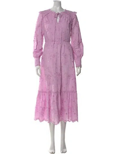Pre-owned Marchesa Notte Floral Print Midi Length Dress In Pink