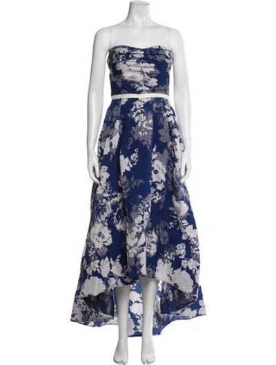 Pre-owned Marchesa Notte Floral Print Midi Length Dress W/ Tags In Blue